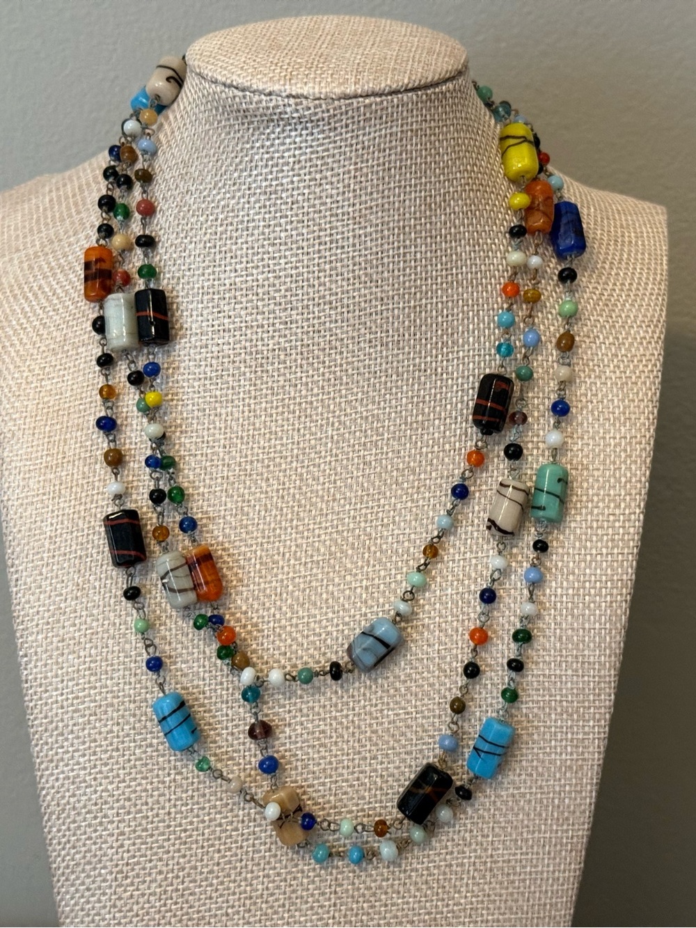 Vintage Murano Venetian Beaded Barrel Necklace